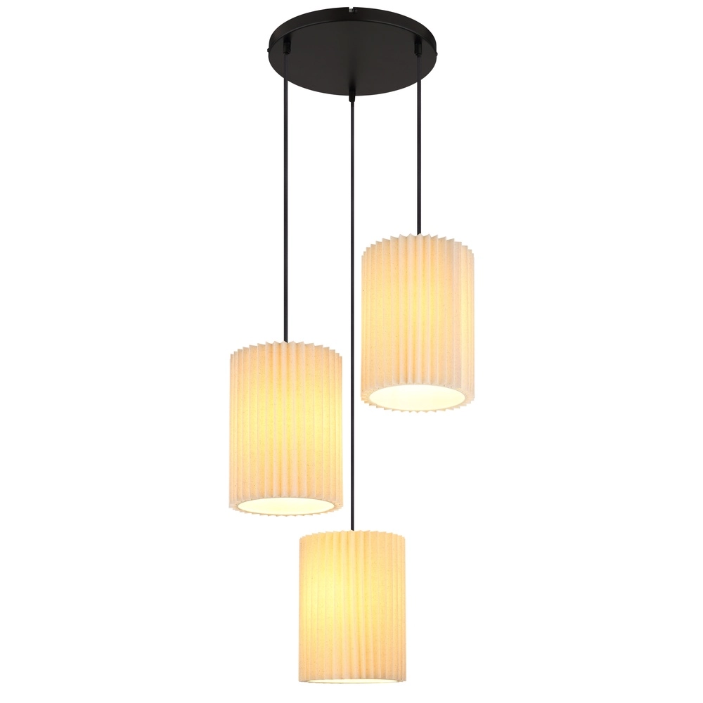 Lampe pendante à 3 lampes Page noir avec blanc rond