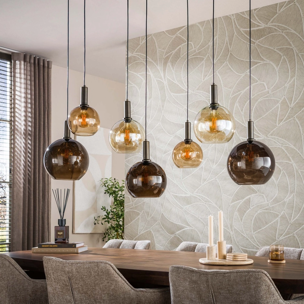 Lampe pendante de conception Moka 7-brun sable clair avec verre brun Lyora 8716803514881