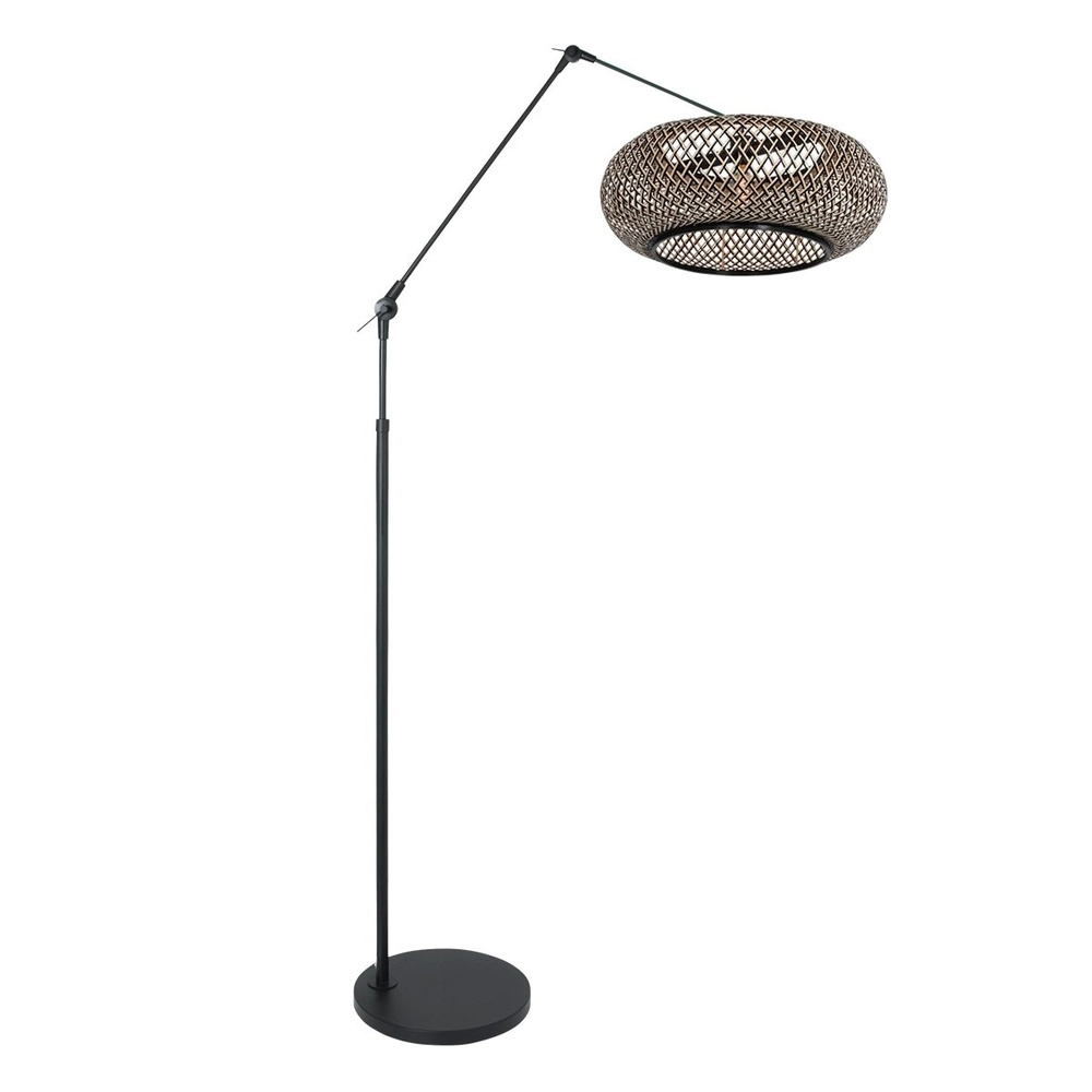 Lampadaire Prestige Chic Rotin et capuche noire