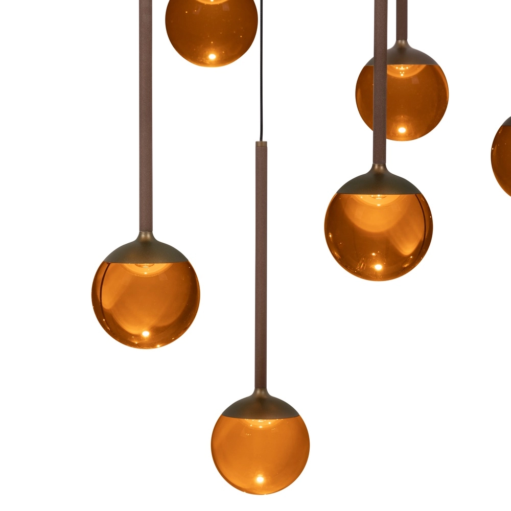Lampe suspendue ovale Calina 12 lumières avec sphères ambrées Premium by Lucide 5411212242068