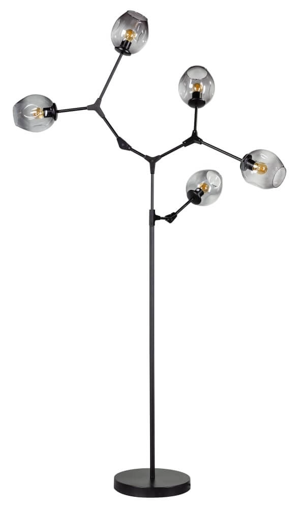 Lampadaire Lime 5 lumières noir avec verre fumé Lampadaire Lime 5 lumières noir avec verre fumé