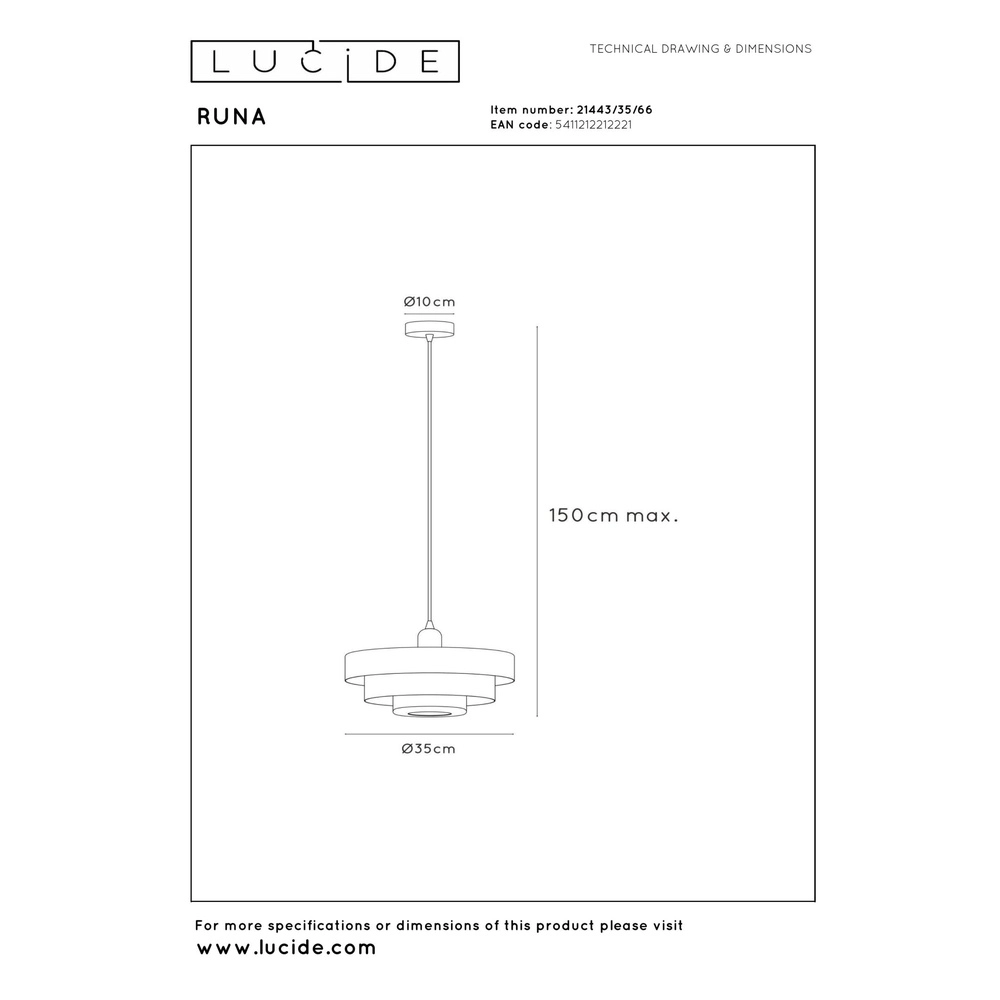Lampe pendante de conception Runa rose Ø 35cm Lucide 5411212212221