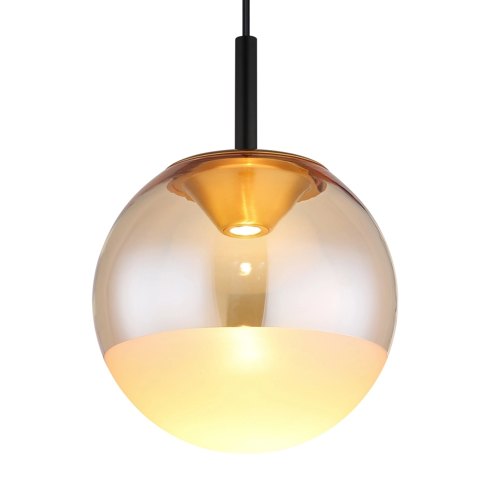 Lampe pendante de conception Severin noir avec verre ambré Globo 9007371546930