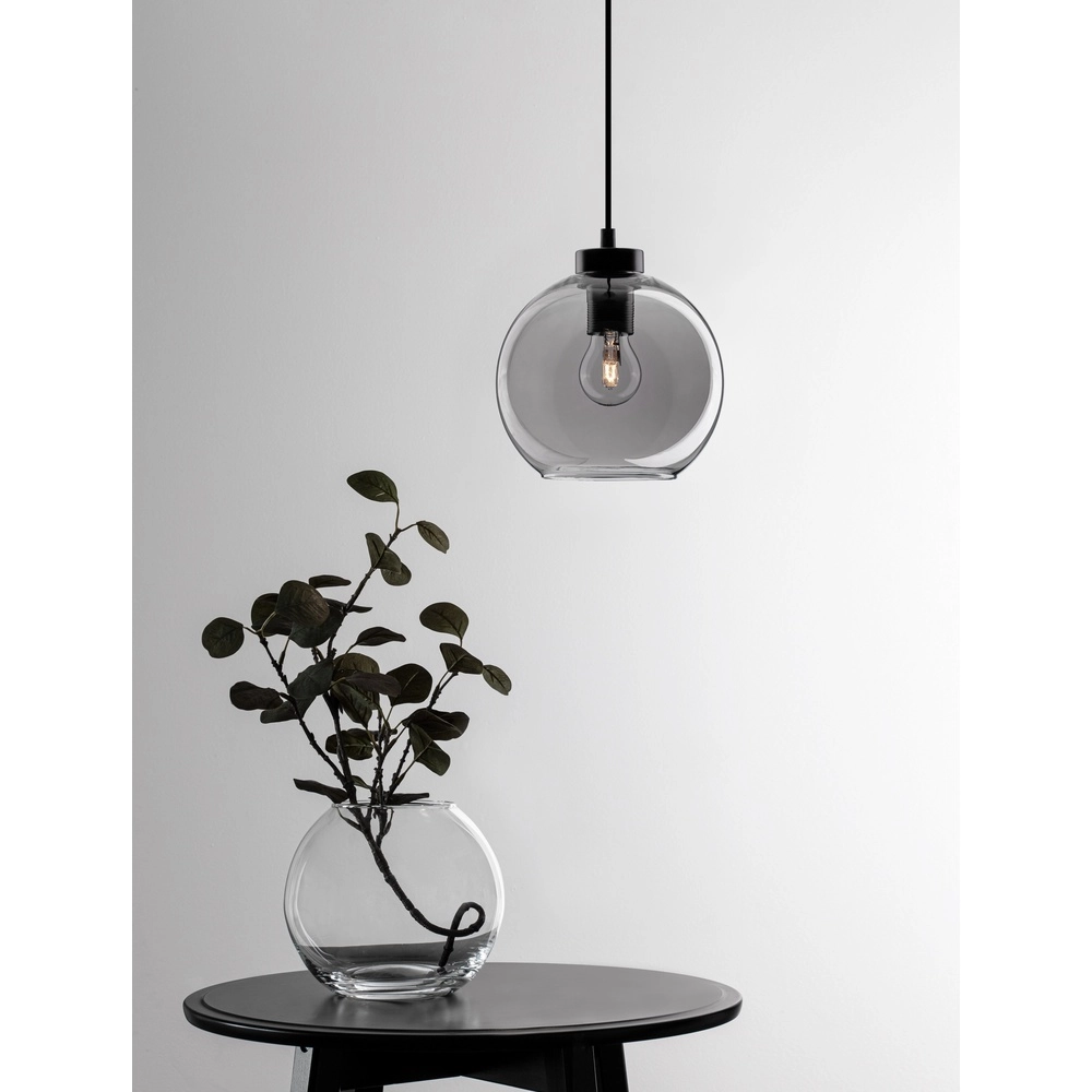 Suspension Palmer Simple noir avec verre fumé