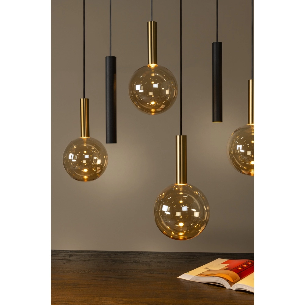 Lampe suspendue à 12 lampes Josiane noir avec or Lucide Vibes 5411212212160