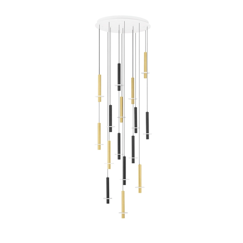 Lampe pendante de conception Noemi noir avec blanc et or Ø 72cm Lyora 5212063503335