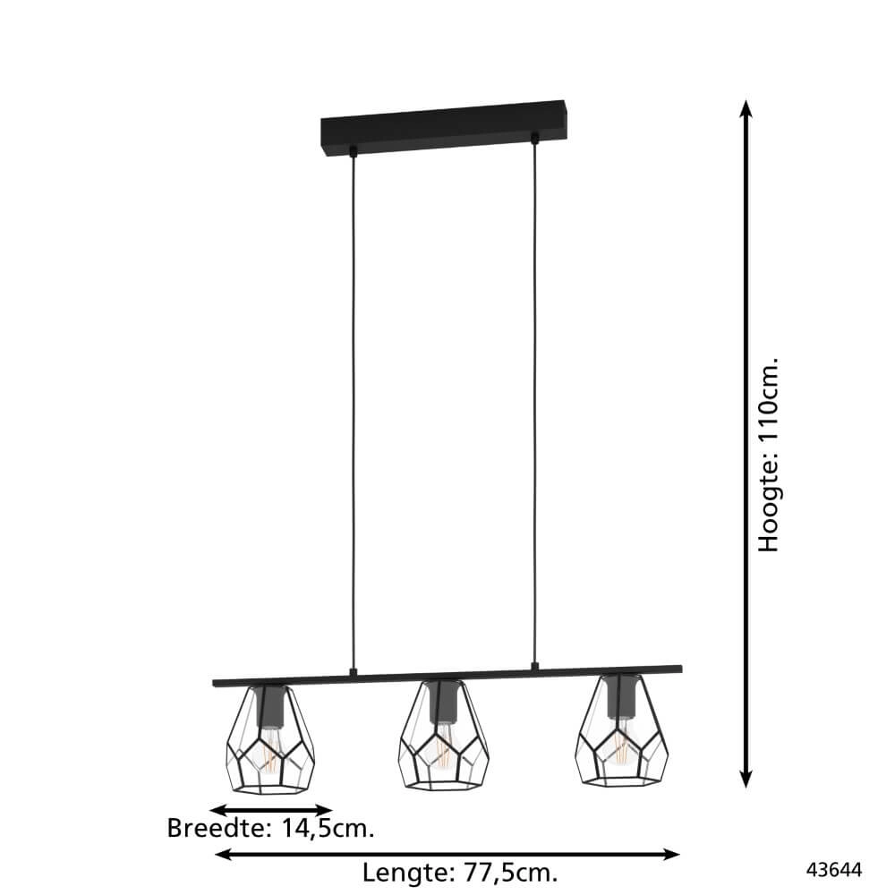 Lampe suspendue pour salle à manger Mardyke noir avec verre Eglo 9002759436445