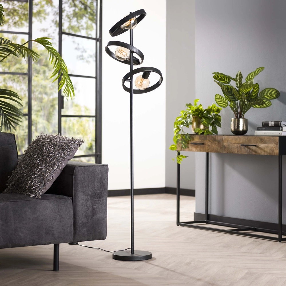 Lampe sur pied Rings Hover 155 cm de haut - charbon de bois Lyora 8716803513310