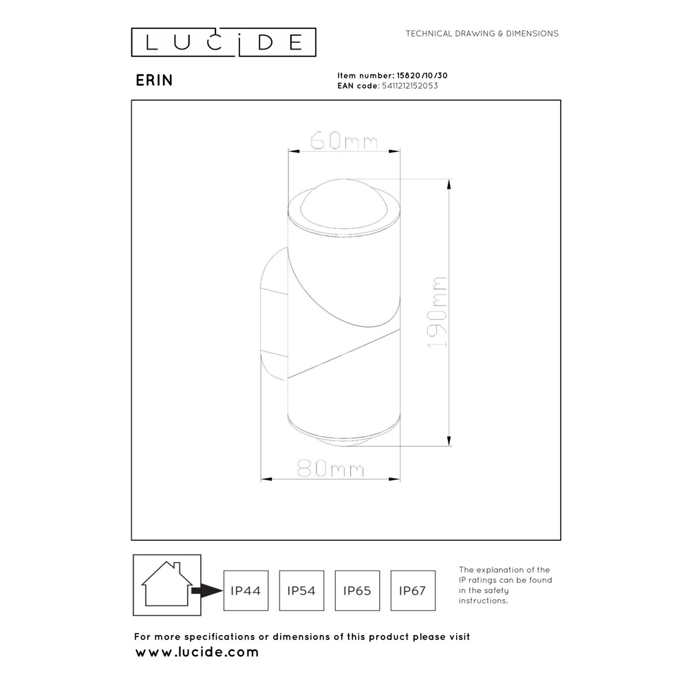 Projecteur de conception monté en surface Erin IP65 double noir Lucide 5411212152053