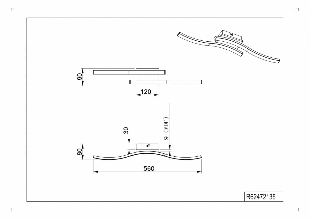 Plafonnier design Route rectangulaire Trio 4017807561111