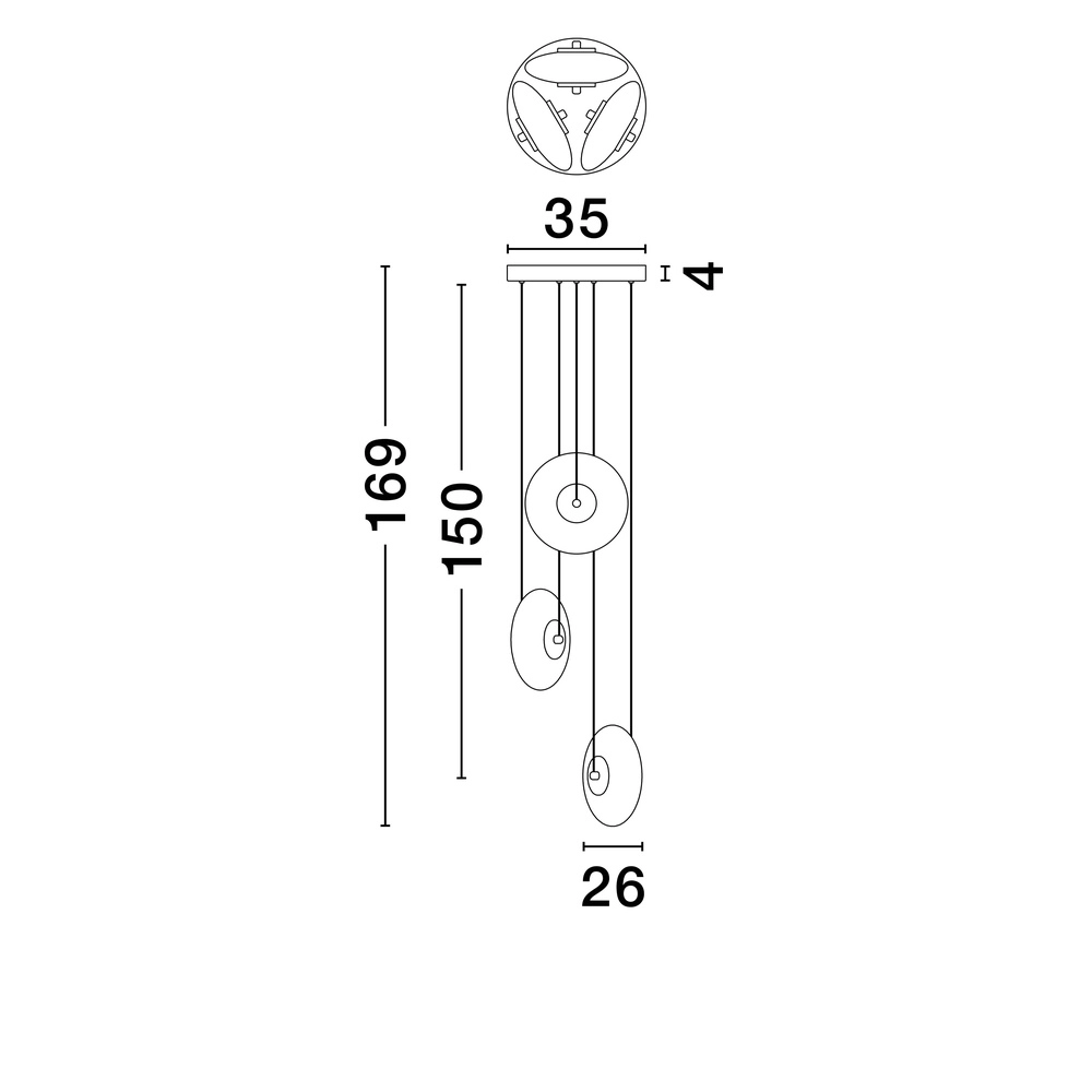Suspension unique Ballet Noir 3 lumières rond Lyora 5212017458438