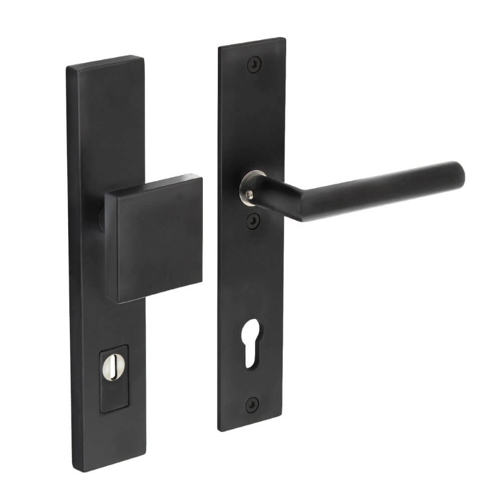 Ferrures de porte d’entrée Vurano protection anti-traction PC 92mm droit noir Ferrures de porte d’entrée Vurano protection anti-traction PC 92mm droit noir