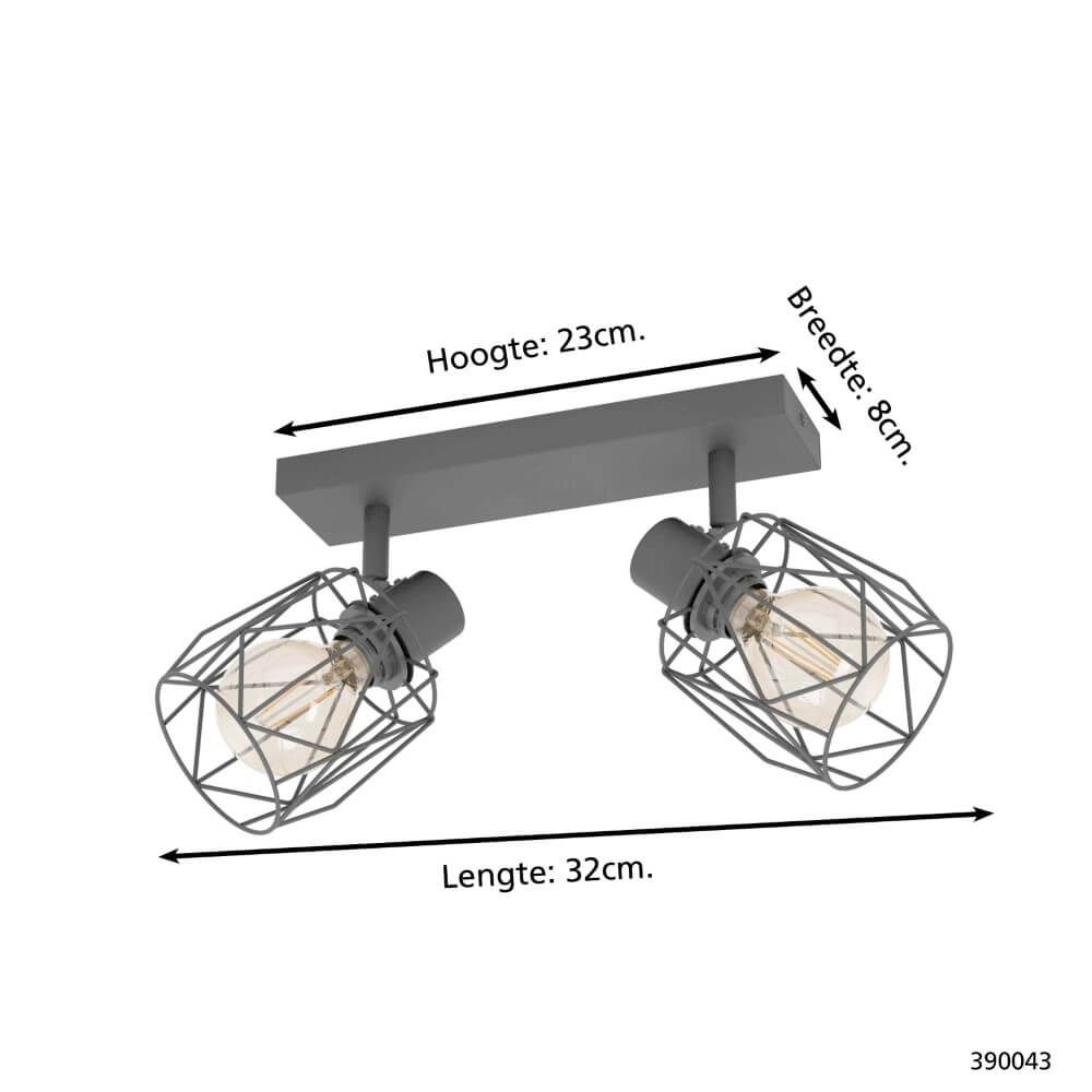 Plafonnier 2 lumières Tossino noir Stars of Light 9008606221080