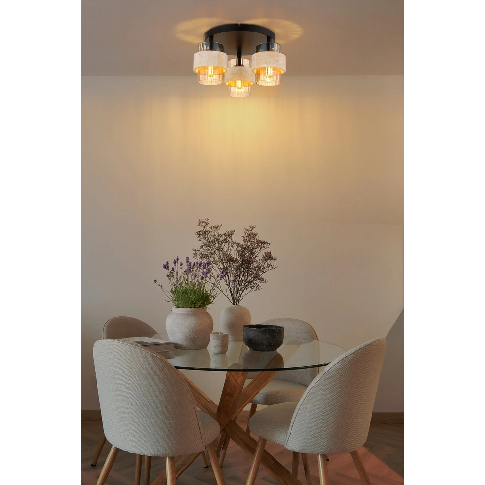 Lampe de plafond Daren noir avec marbre Globo 9007371586660