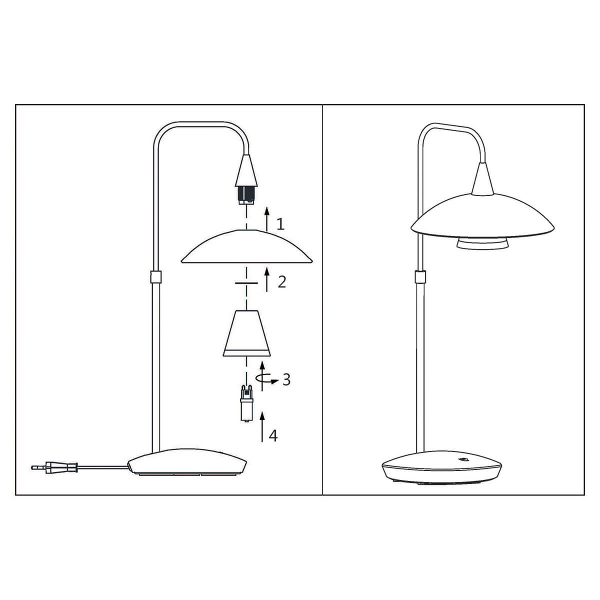Lampe de table Tallerken noir avec du blanc Steinhauer 8712746133585