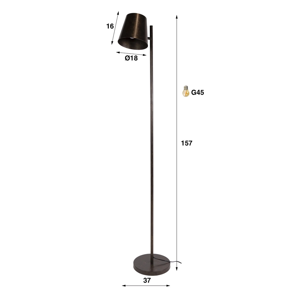 Lampe de pied en métal Flex 157 cm - Brun urbain Lyora 8716803512481