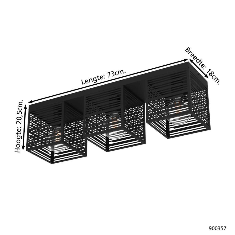 Plafonnier Piedritas noir - 3x E27 Eglo 9008606235728