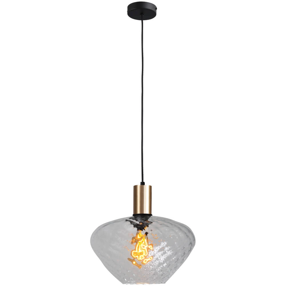 Lampe suspendue dorée Porto avec verre clair Blossom - Ø 30cm Masterlight 8718121269191