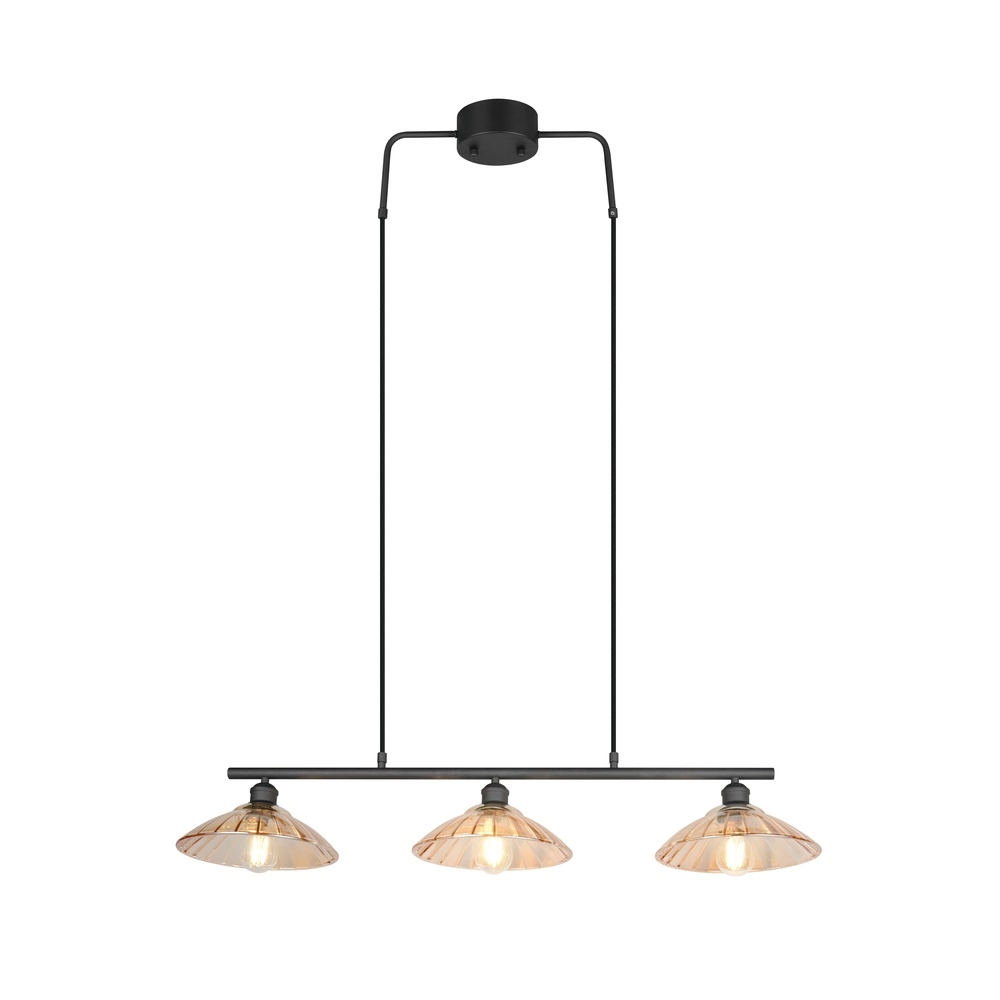 Lampe pendante classique Eluna Noir à 3 lumières Trio 4017807682502