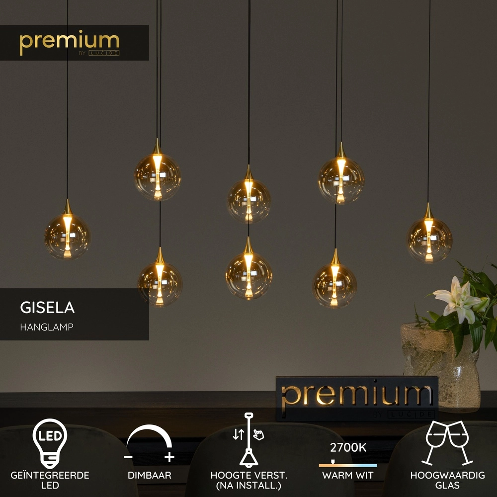Suspension LED de conception Gisela Faning - 8x Ø 16cm Premium by Lucide 5411212134837