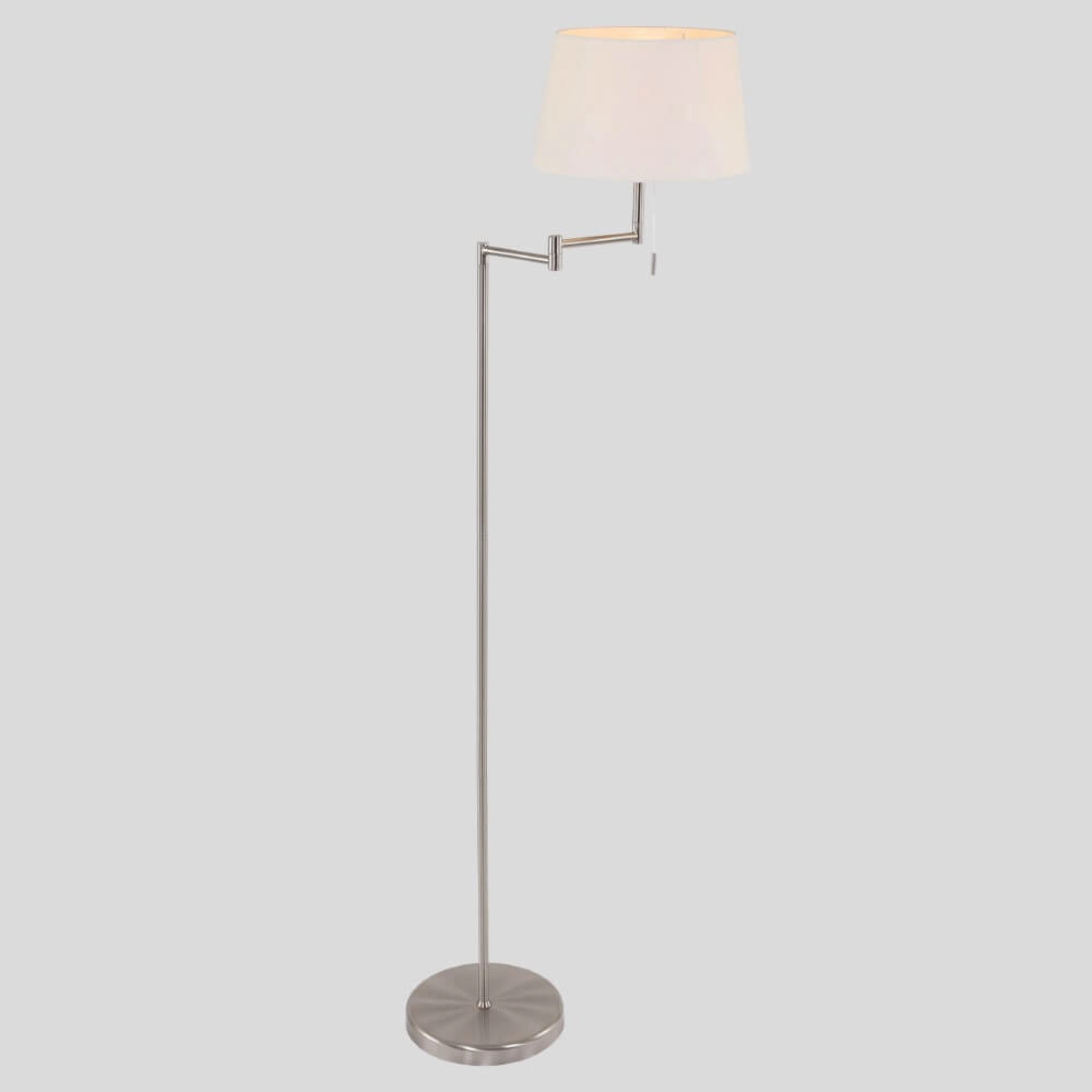 Lampadaire Mexlite 154 cm gris métallisé avec abat-jour blanc Steinhauer 8712746048094