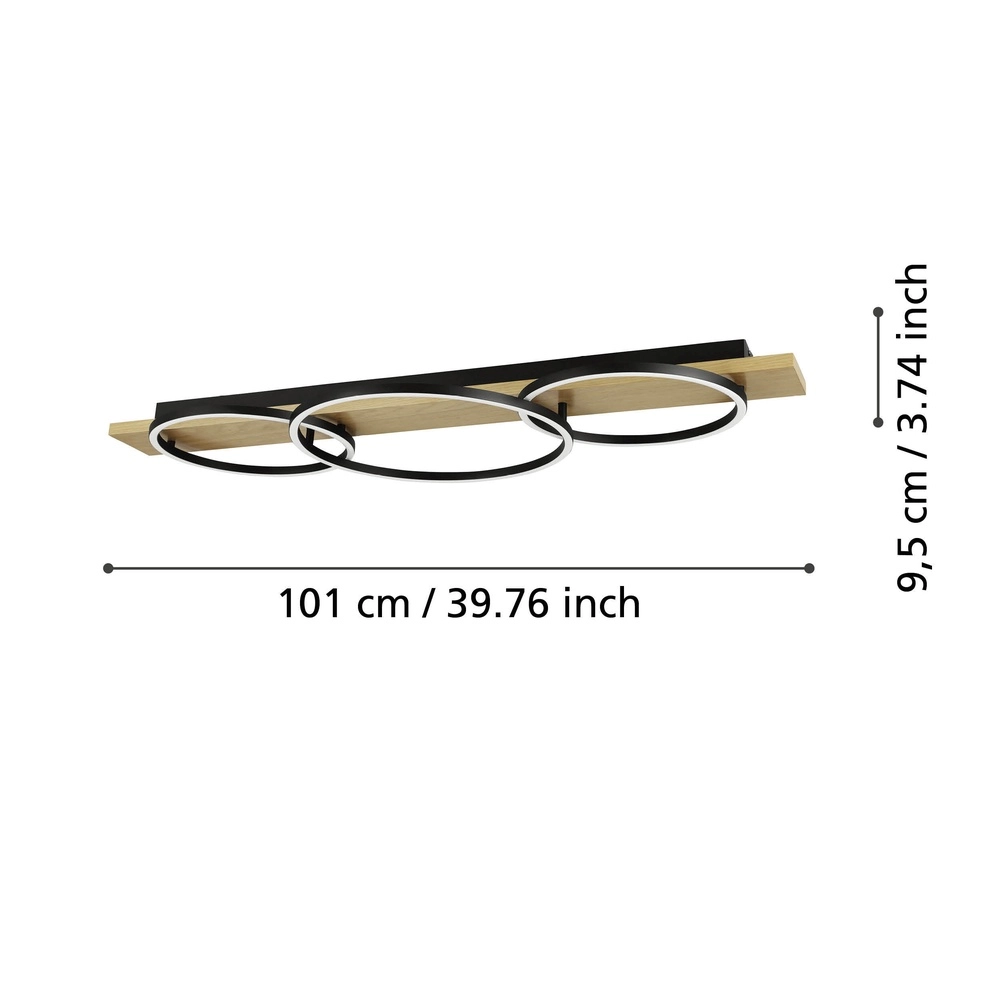 Lampe de plafond Boyal 3L - en plomb - avec aspect bois Eglo 9008606327249