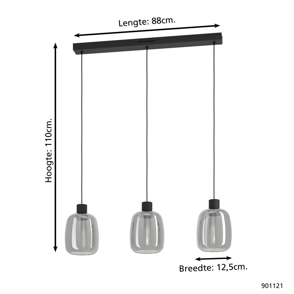 Lampe suspendue fumée Molochio-Z LED 3x - Zigbee Eglo 9008606312832