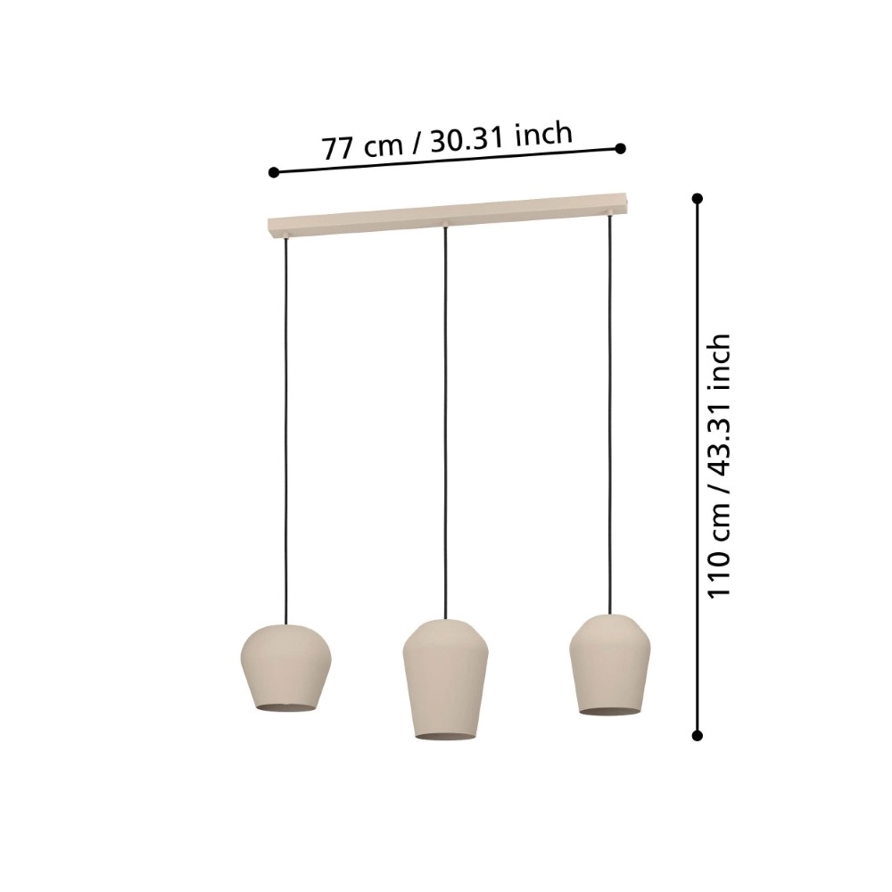 Lampe suspendue taupe Cambaito 3 lumières Eglo 9008606238927