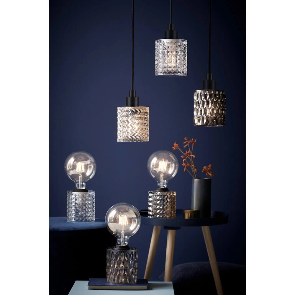 Suspension Hollywood noir avec verre ambré Nordlux 5701581405486
