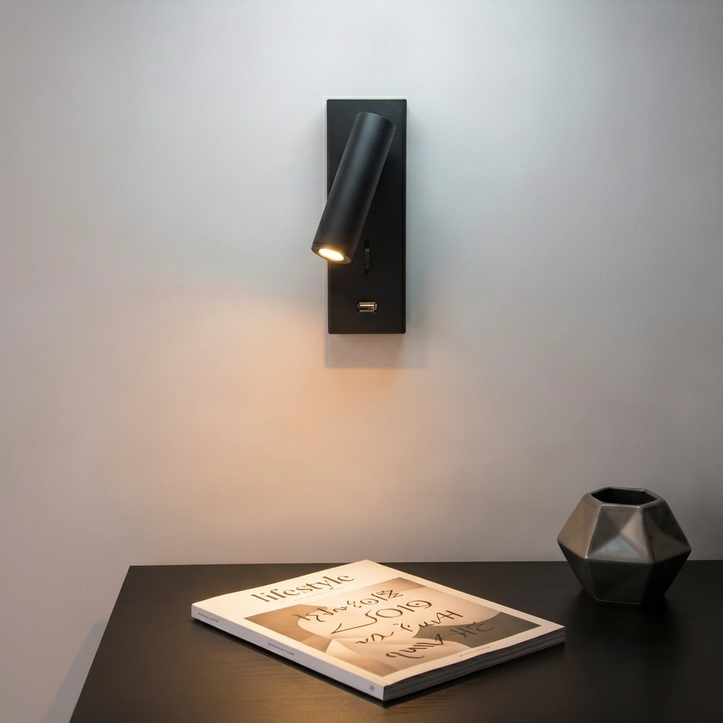 Lampe de chevet Fuse Noir avec USB