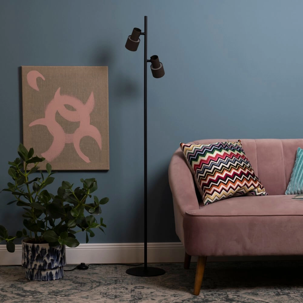 Lampadaire design Cadiz noir avec verre ambré Brilliant 4004353446924