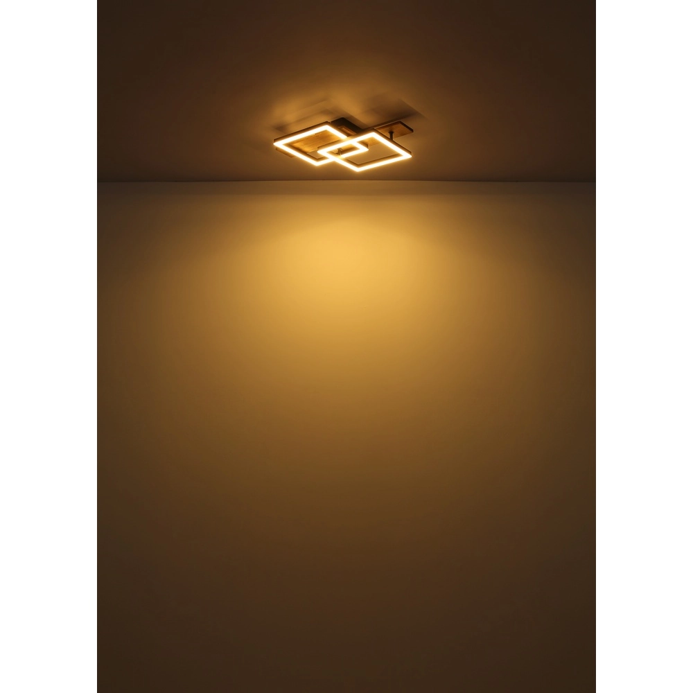Lampe de plafond à design Jeffry noir avec bois 44 cm Globo 9007371507597