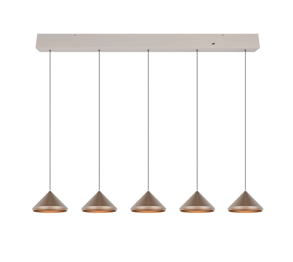 Suspension 5 lumières Laguna brun café