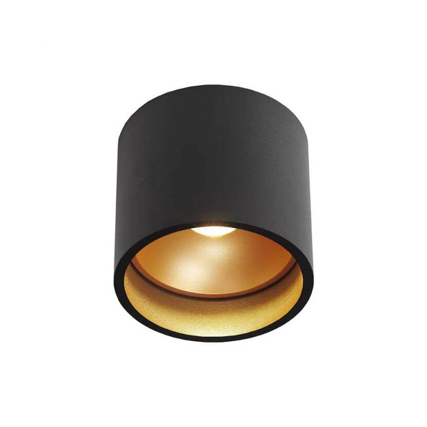 Spot LED en saillie Orleans Noir avec intérieur doré