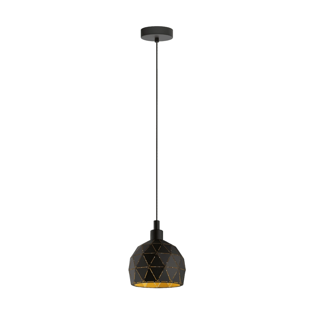 Lampe à suspension design Roccaforte Ø 17cm noir avec or Eglo 9002759333454