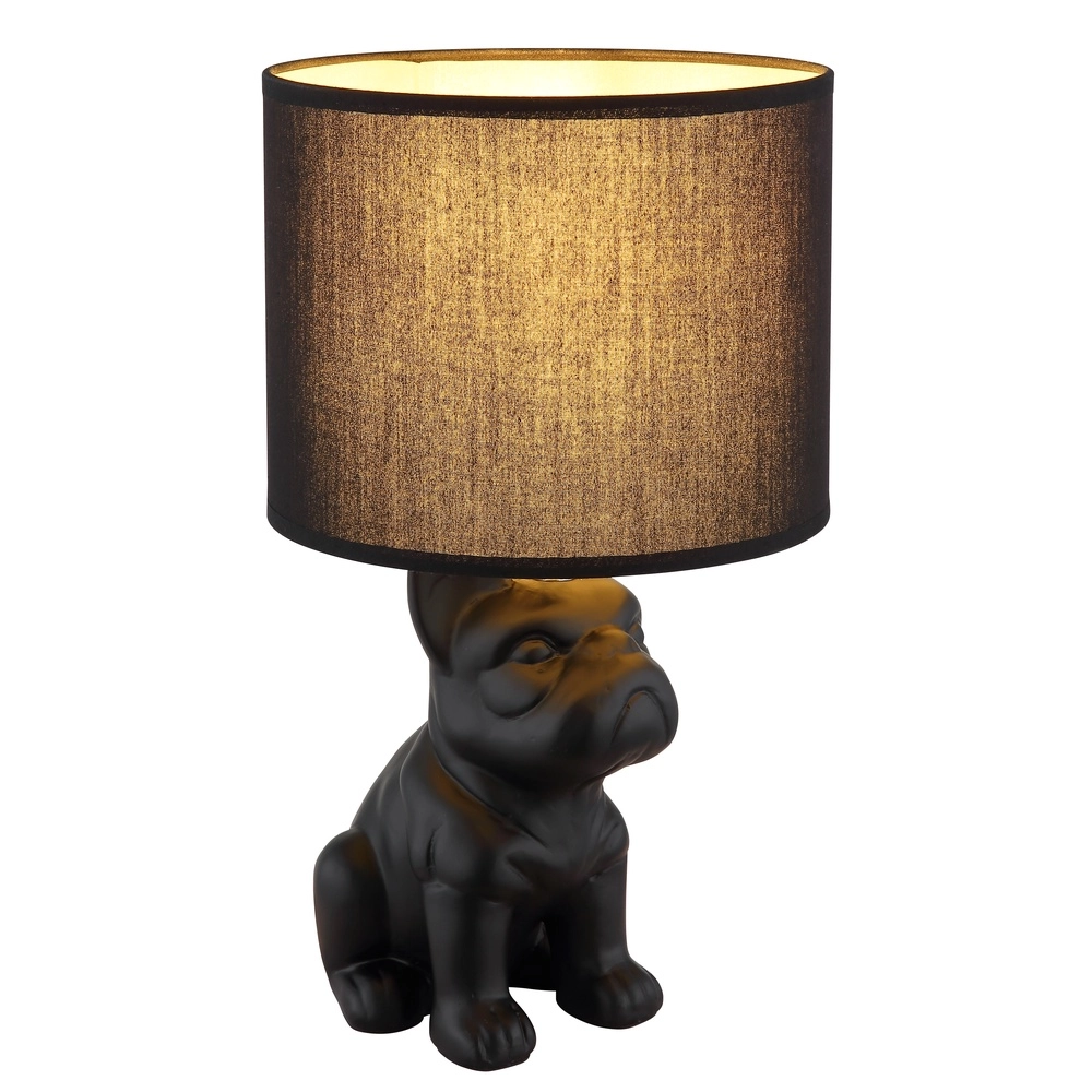 Lampe de table Dogo Noir de chien avec un bonnet