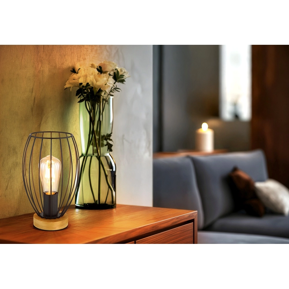 Lampe de table Berti Bois avec du noir Globo 9007371583324