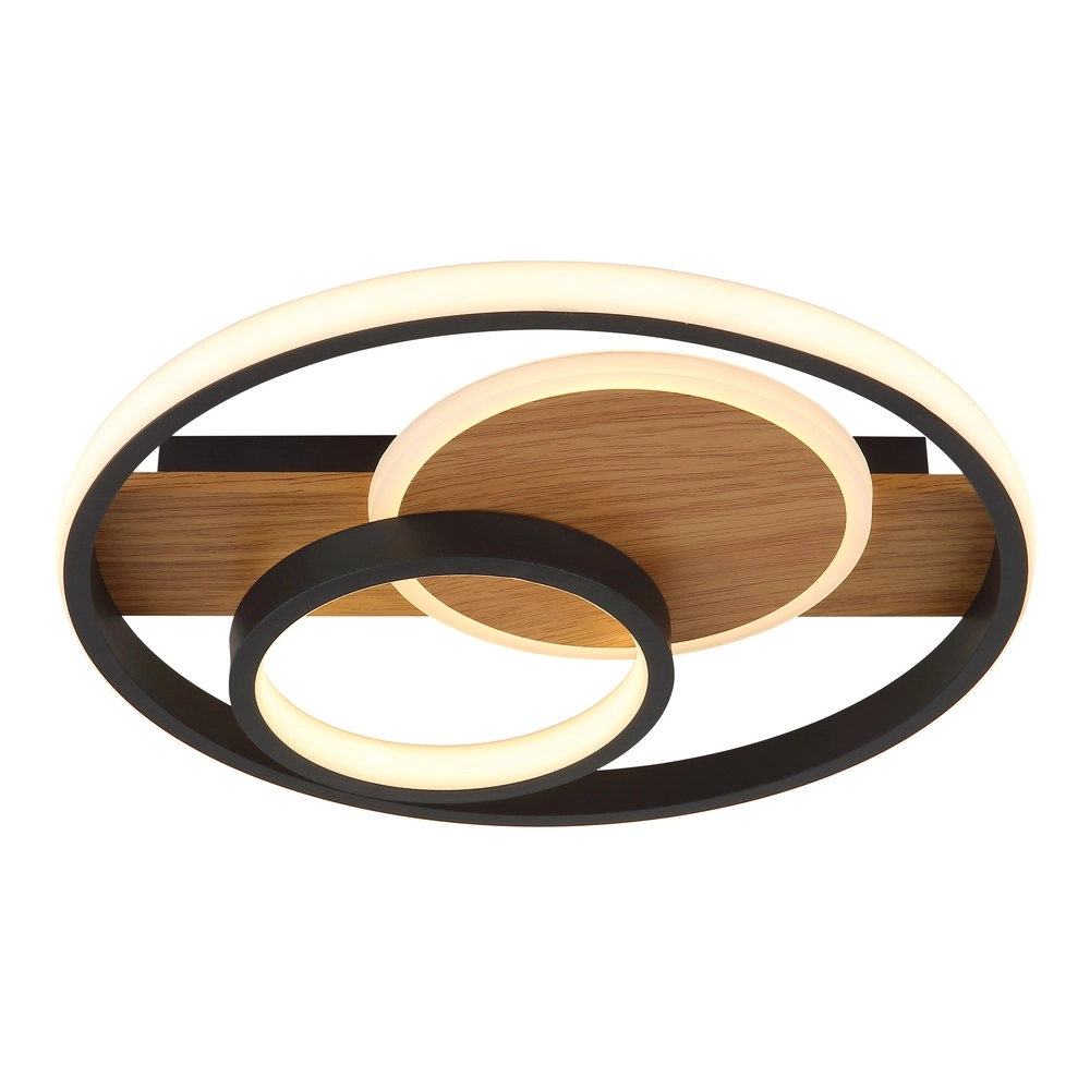Lampe de plafond à design Pikara noir avec bois Globo 9007371474707