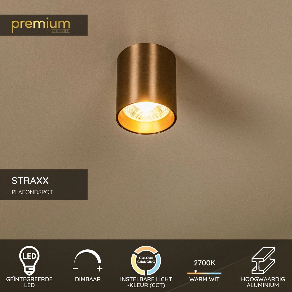 Emplacement monté en surface Straxx champagne Ø 8cm Premium by Lucide 5411212552747