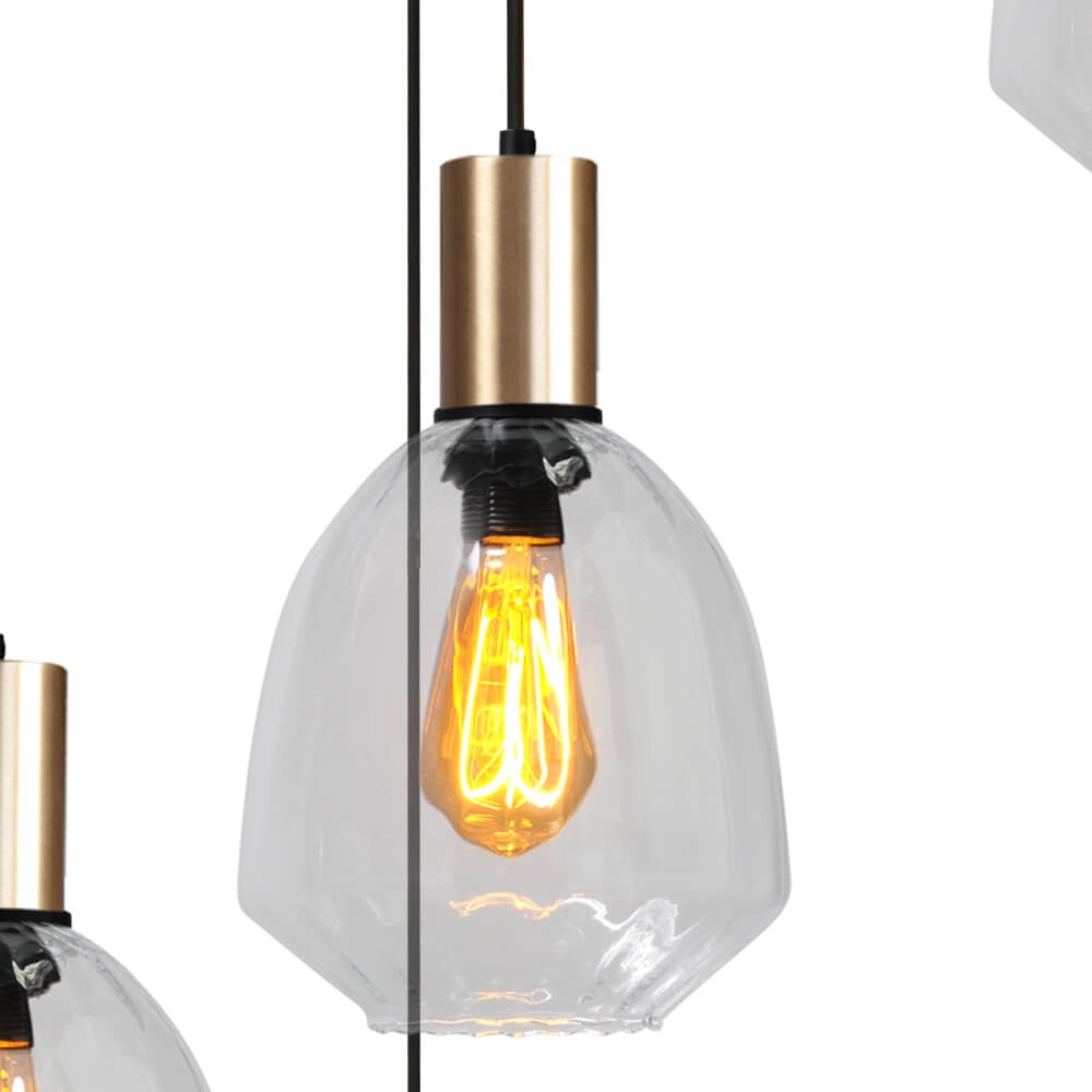 Suspension loft 5 lumières - dorée - Porto avec verres transparents Nicolette Masterlight 8718121271163