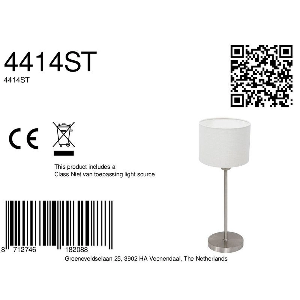 Lampe de table Noor avec capuchon blanc Steinhauer 8712746182088