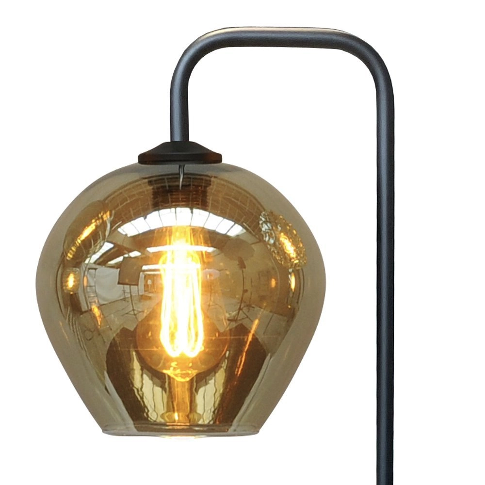 Lampe de table noire Quinto avec verre fumé Masterlight 8718121250960