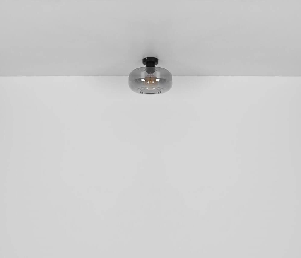 Plafonnier noir Giuseppe verre de fumée Globo 9007371432226