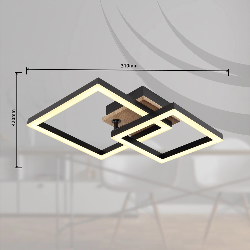 Lampe de plafond Bard noir avec bois Globo 9007371455188
