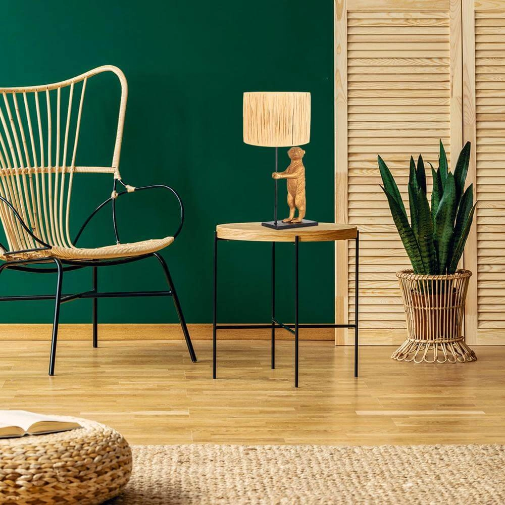 Lampe de table Animaux noir avec abat-jour paille Steinhauer 8712746172119