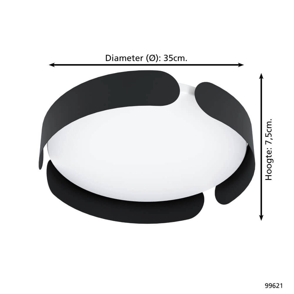 Plafonnier noir Valcasotto Ø 37 cm Eglo 9002759996215