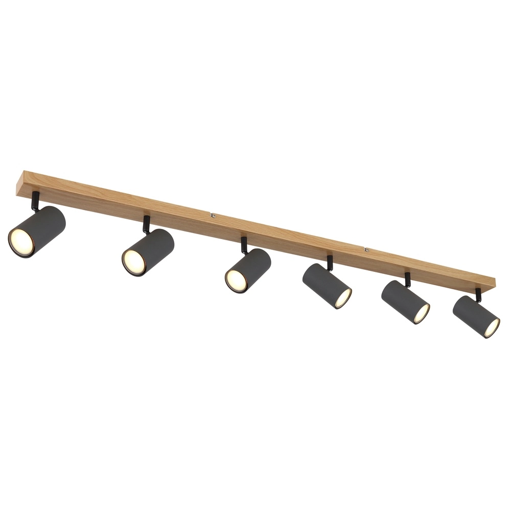 Lampe de plafond à 6 lumières Robby bois
