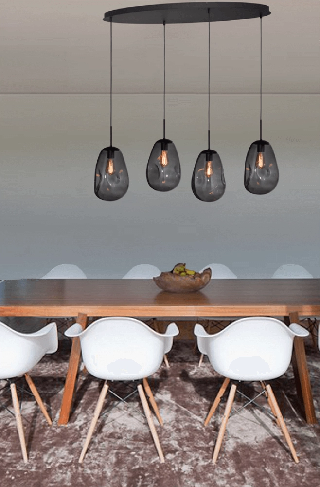 Lampe suspendue Lava Oval 4x verre fumé Ø 22,5cm Masterlight 8718121290096
