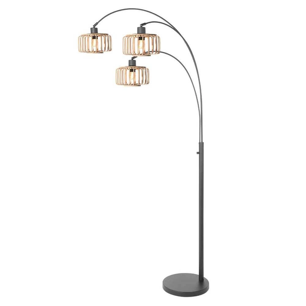 Lampadaire en bambou Sparkled Light avec noir Steinhauer 8712746176803