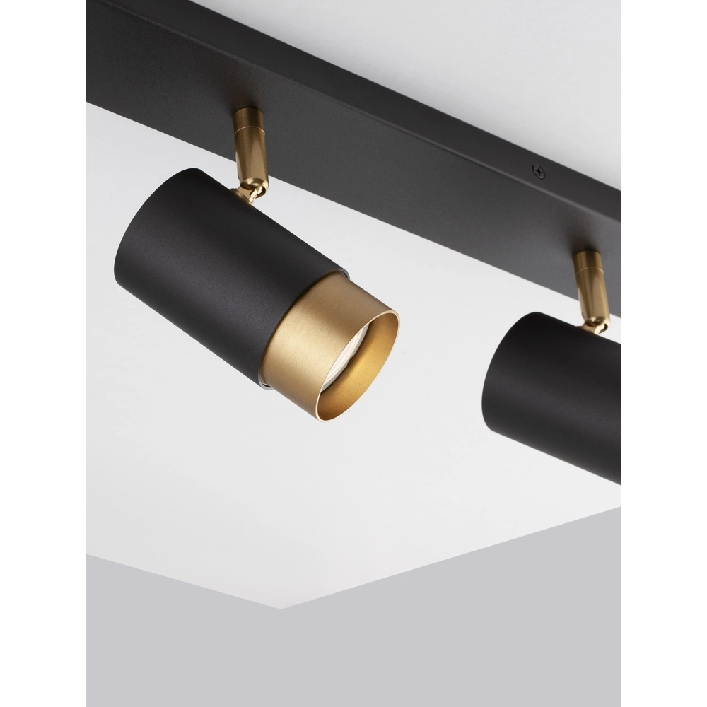 Spot de plafond Pogno Noir 3 lumières avec droit doré Lyora 5212017430854